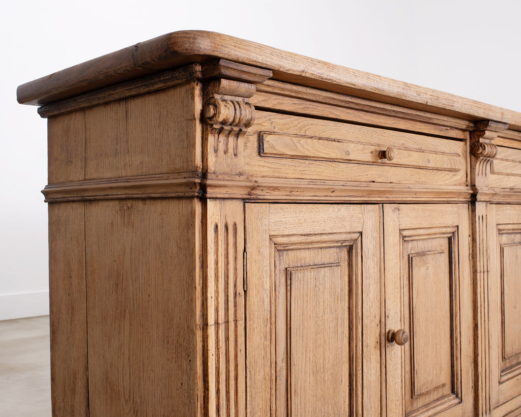 Country French Provincial Bleached Oak Enfilade Sideboard 8 Ft