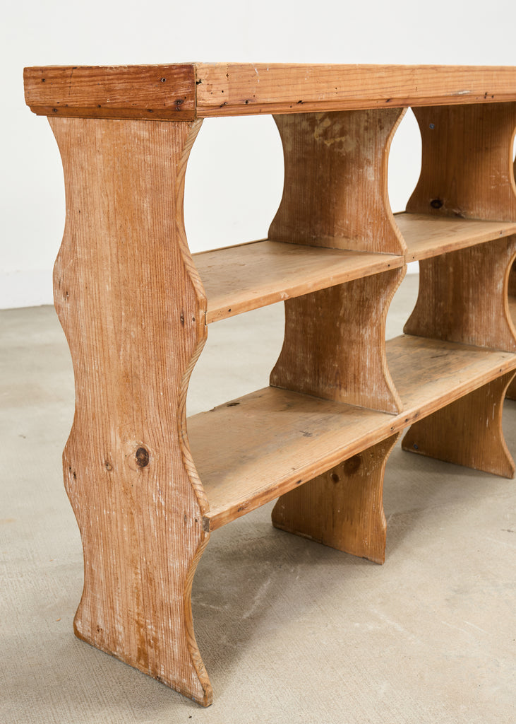 19th C. French Country Pine Farmhouse Cupboard Shelf Étagère 7 Ft
