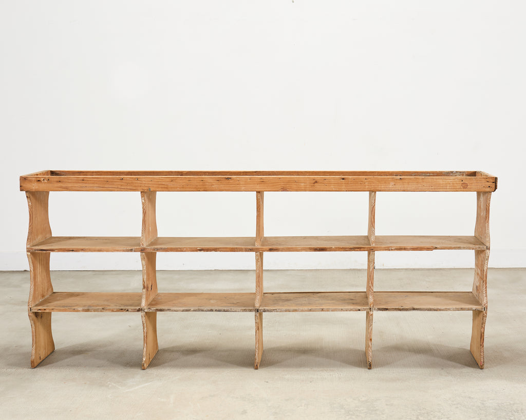 19th C. French Country Pine Farmhouse Cupboard Shelf Étagère 7 Ft