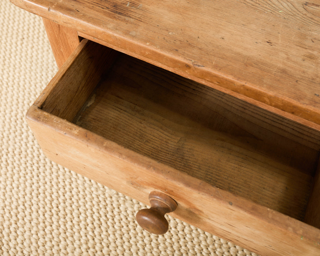 Country English Farmhouse Pine Three Drawer Console Table