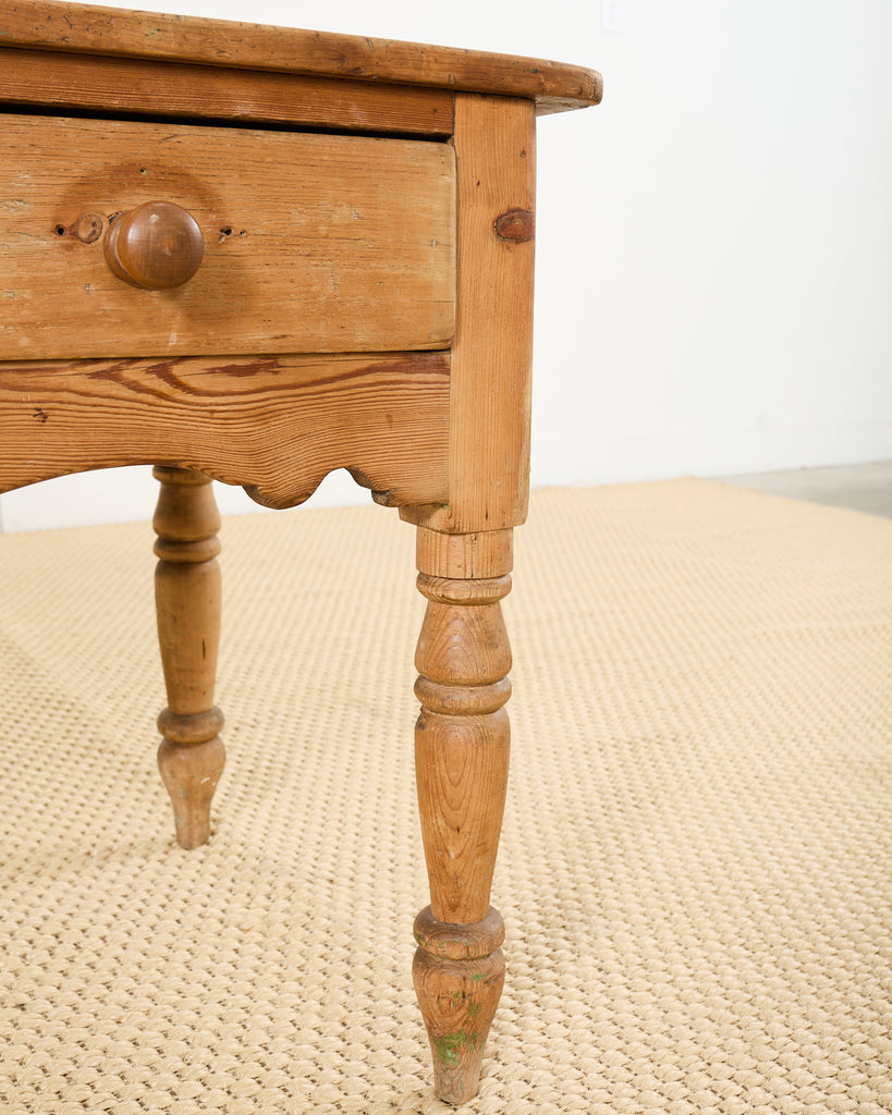 Country English Farmhouse Pine Three Drawer Console Table