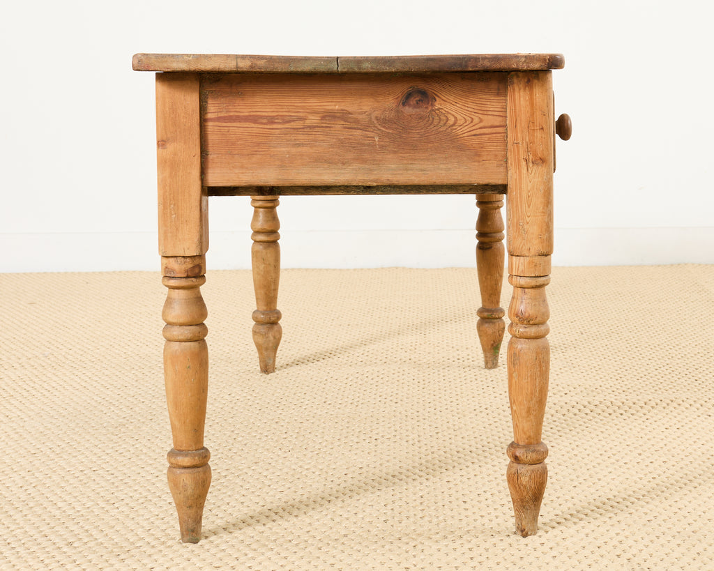 Country English Farmhouse Pine Three Drawer Console Table