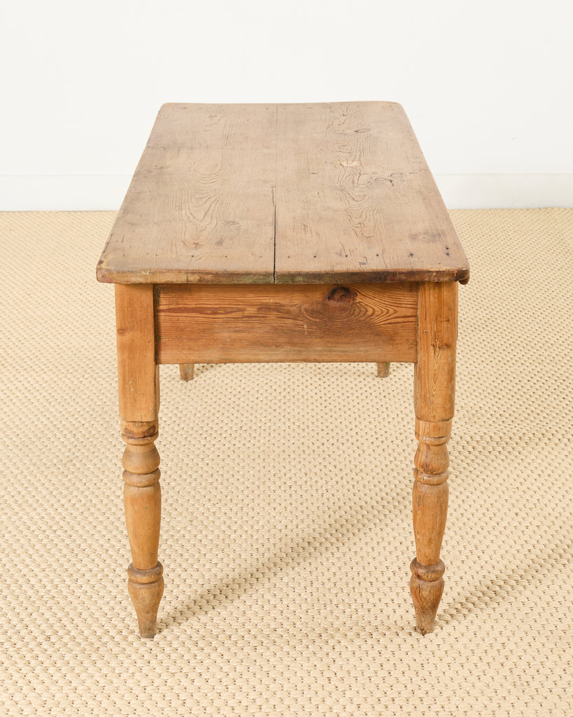 Country English Farmhouse Pine Three Drawer Console Table