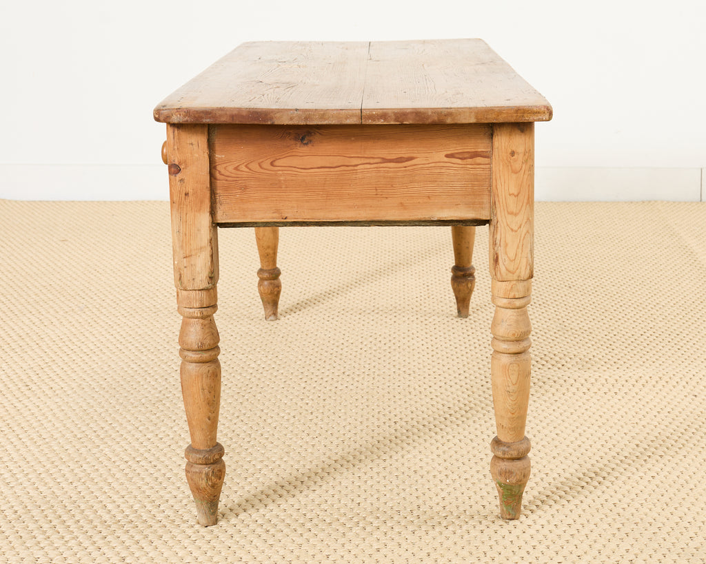 Country English Farmhouse Pine Three Drawer Console Table