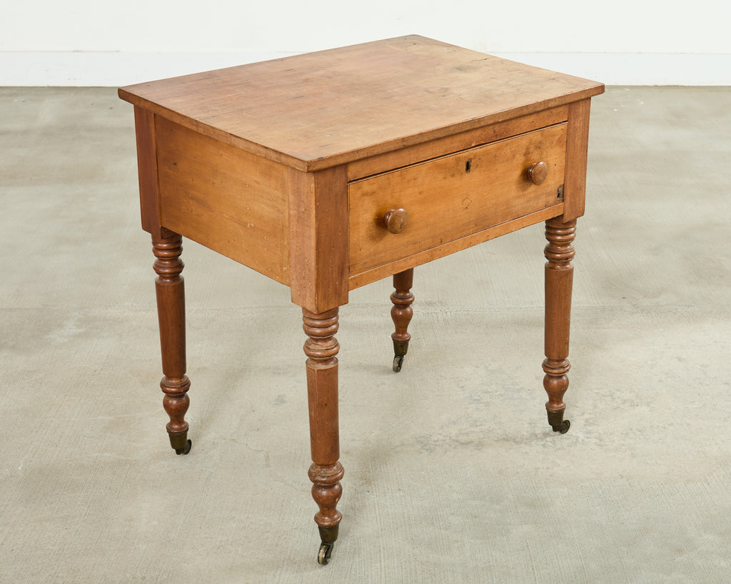 19th Century Country English Fruitwood Farmhouse Work Table