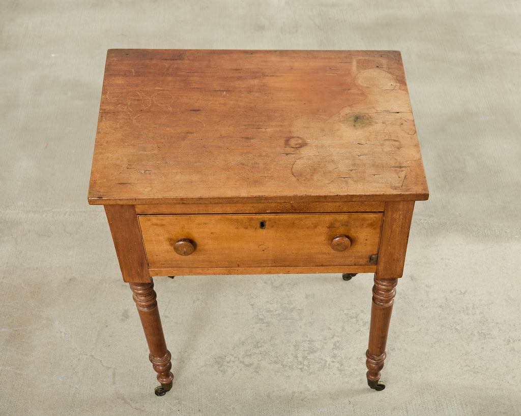 19th Century Country English Fruitwood Farmhouse Work Table