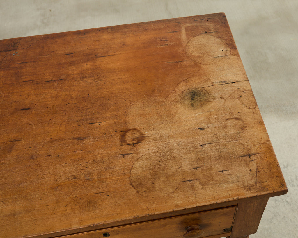 19th Century Country English Fruitwood Farmhouse Work Table