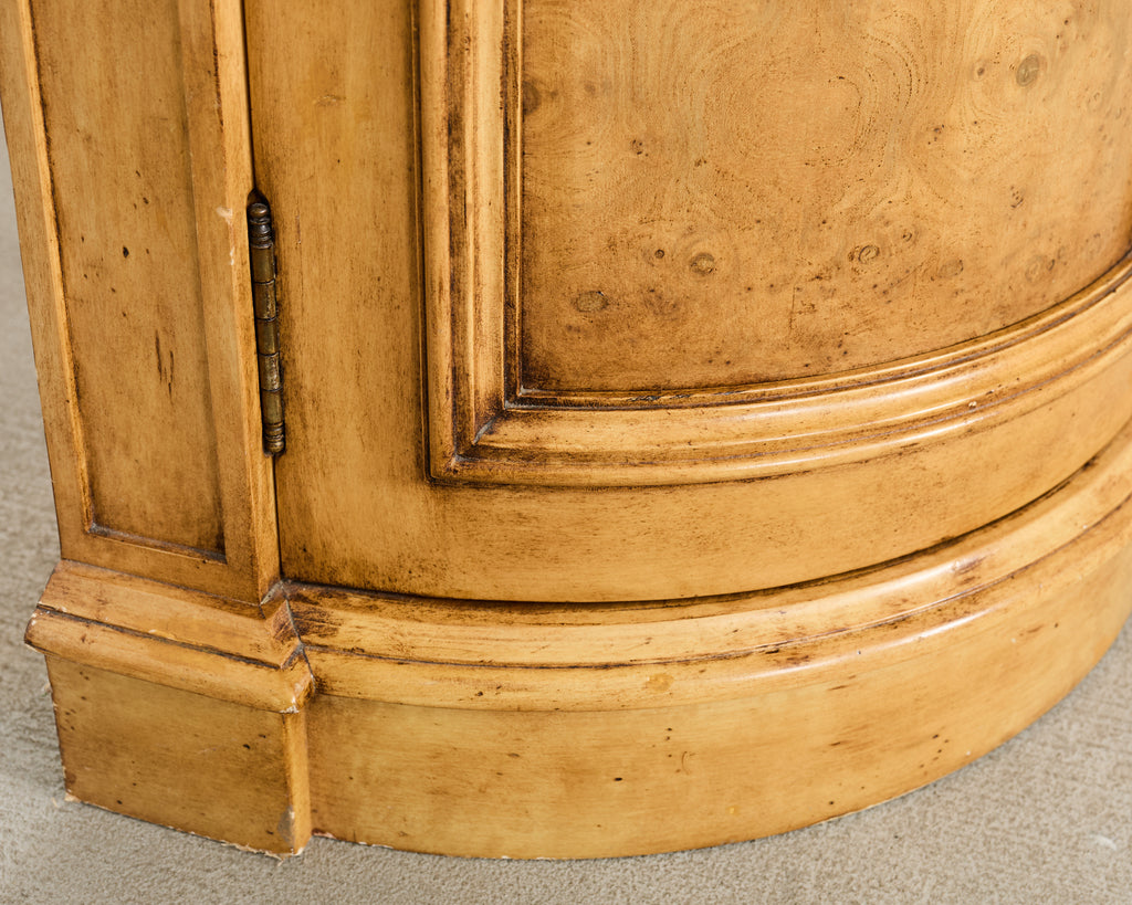 Pair Country French Provincial Marble Top Demilune Sideboards