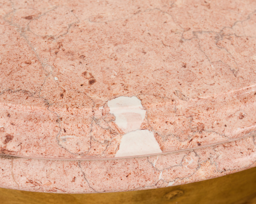 Pair Country French Provincial Marble Top Demilune Sideboards