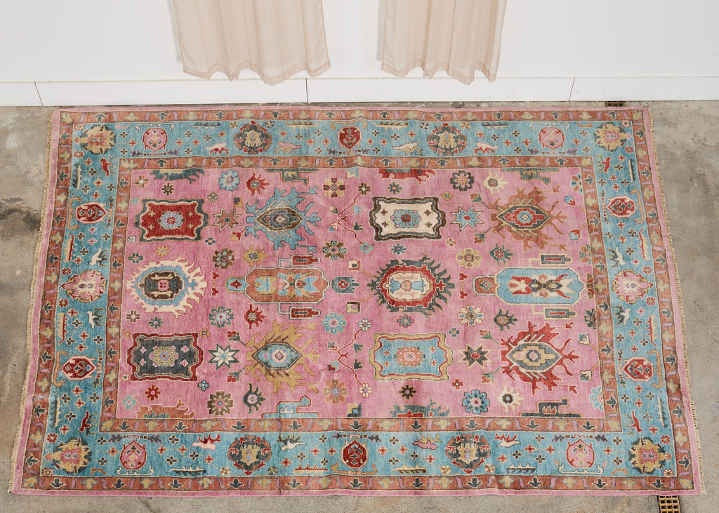 Jewel Toned Modern Turkish Oushak Rug