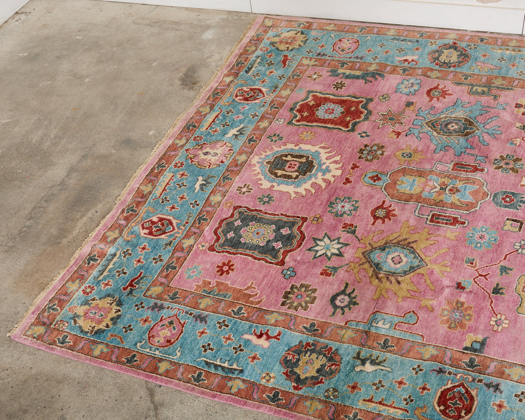 Jewel Toned Modern Turkish Oushak Rug