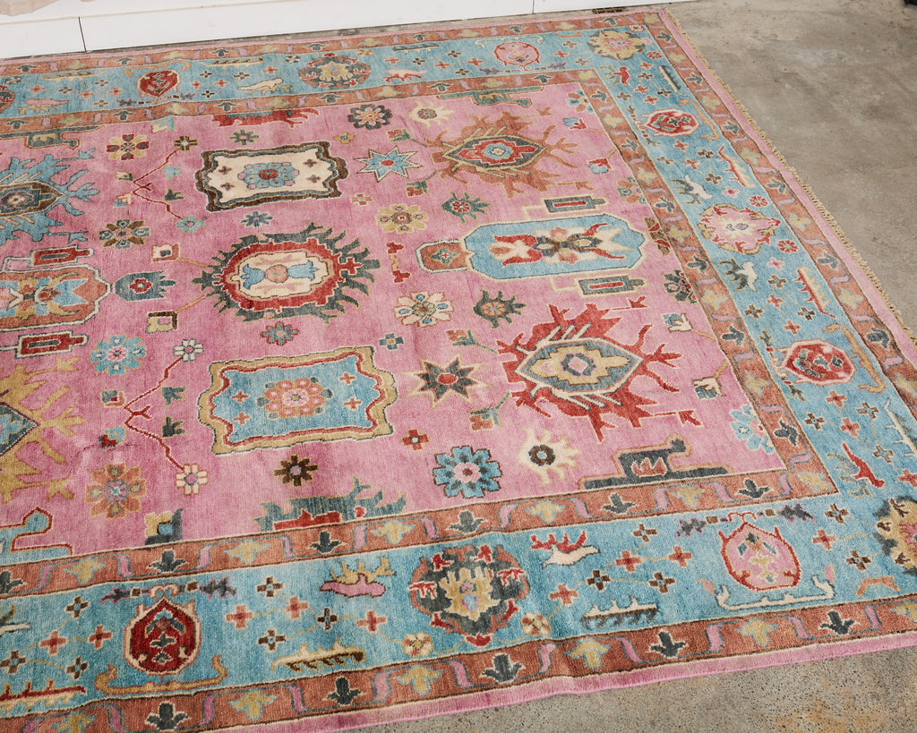 Jewel Toned Modern Turkish Oushak Rug