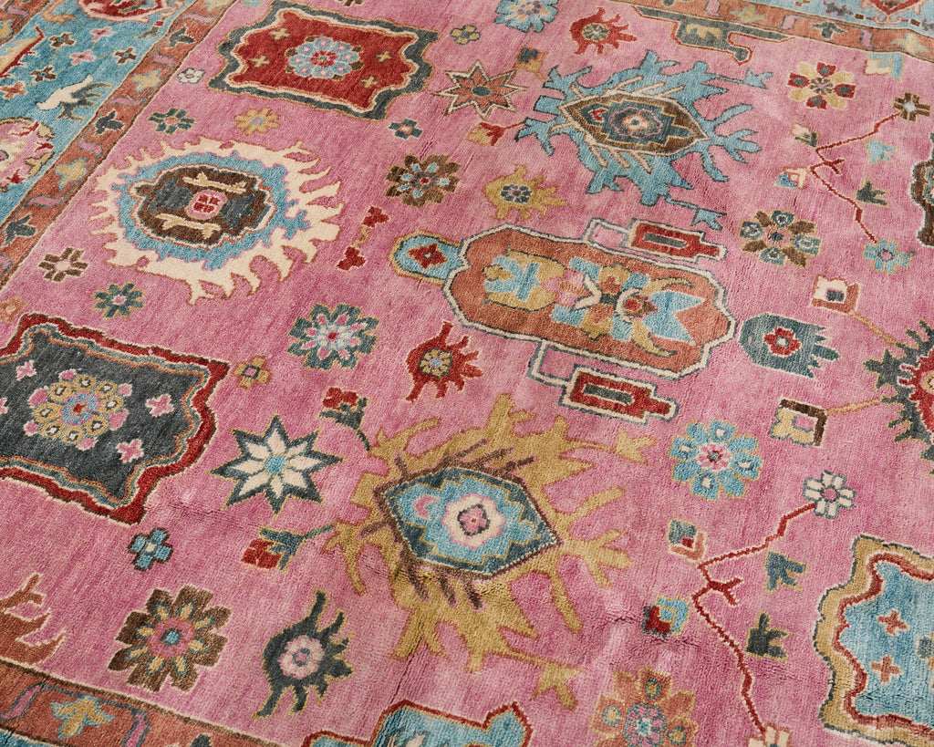 Jewel Toned Modern Turkish Oushak Rug