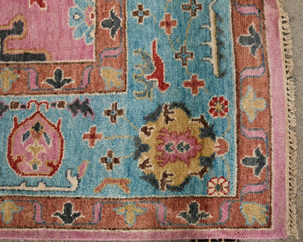 Jewel Toned Modern Turkish Oushak Rug
