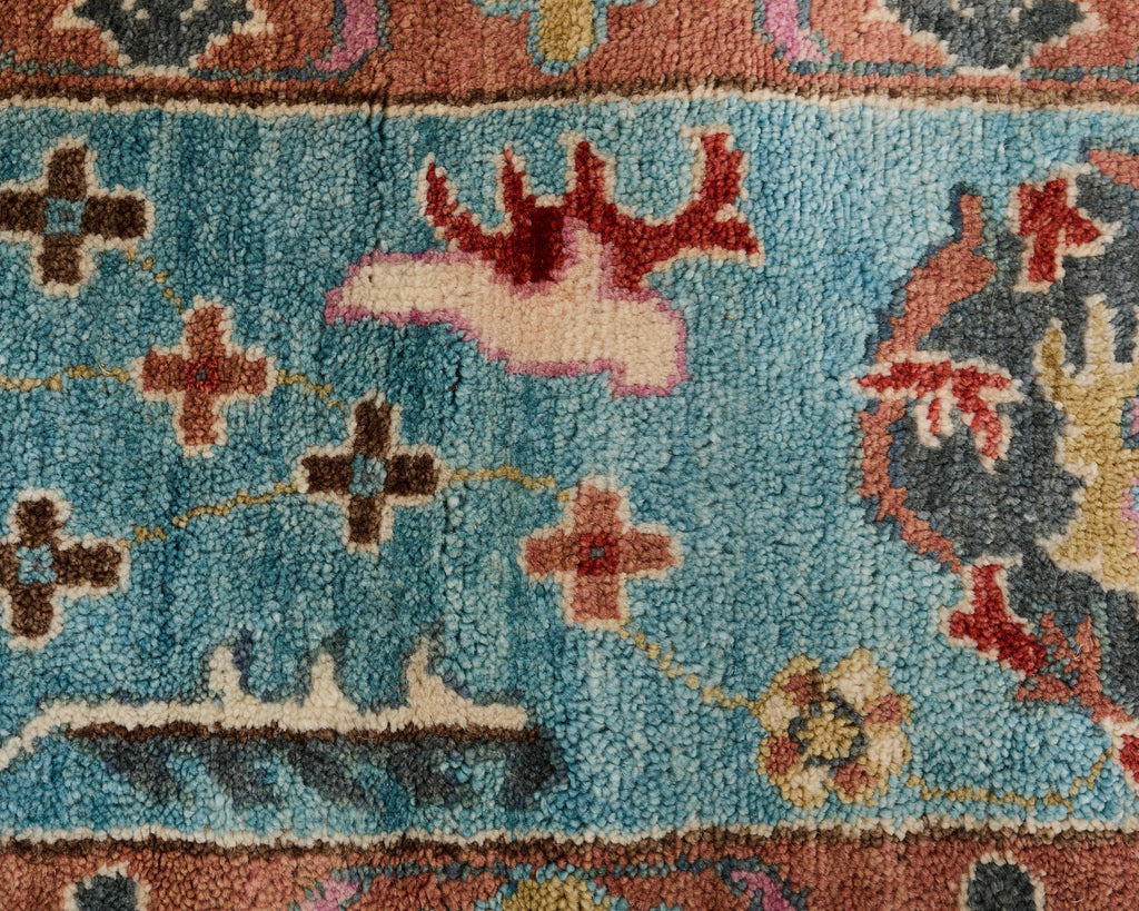 Jewel Toned Modern Turkish Oushak Rug