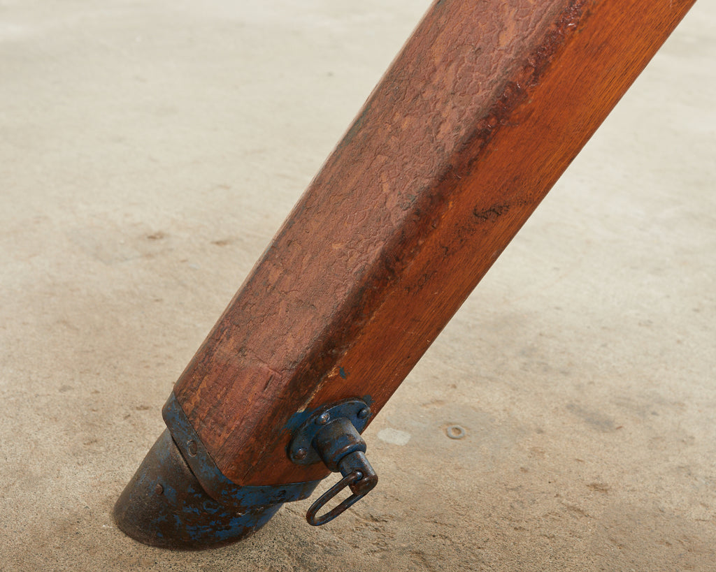 Midcentury Gymnastic Leather and Oak Pommel Horse Bench