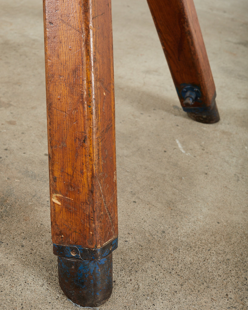 Midcentury Gymnastic Leather and Oak Pommel Horse Bench