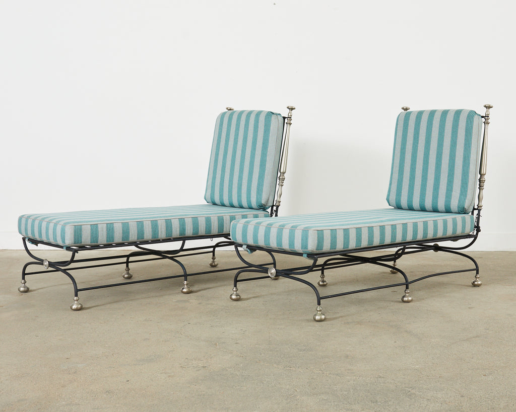 Set of Six Formations Neoclassical Style Iron Estate Chaise Lounges