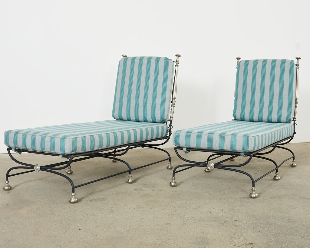 Set of Six Formations Neoclassical Style Iron Estate Chaise Lounges