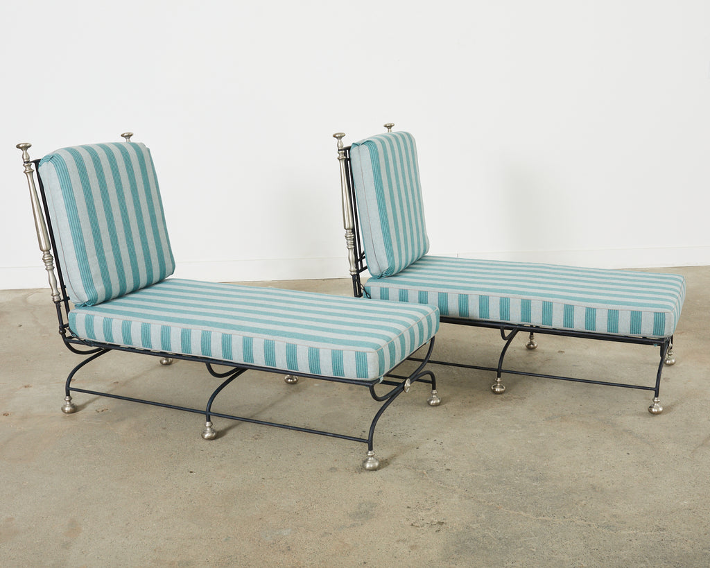 Set of Six Formations Neoclassical Style Iron Estate Chaise Lounges