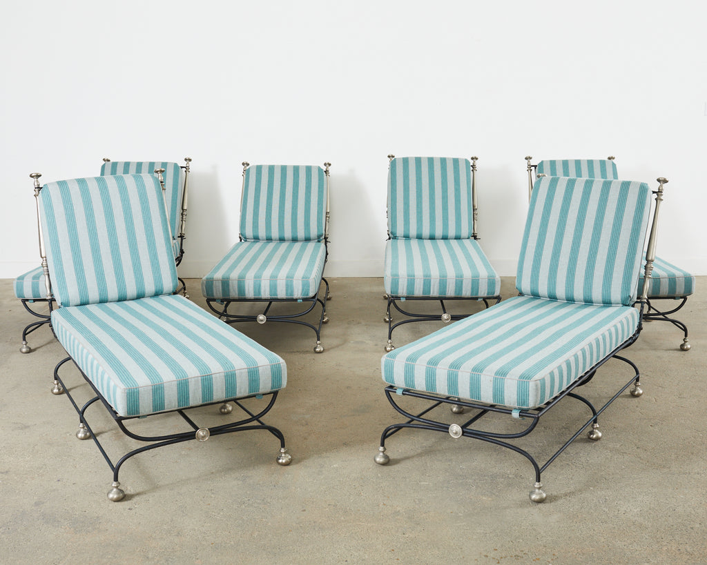 Set of Six Formations Neoclassical Style Iron Estate Chaise Lounges