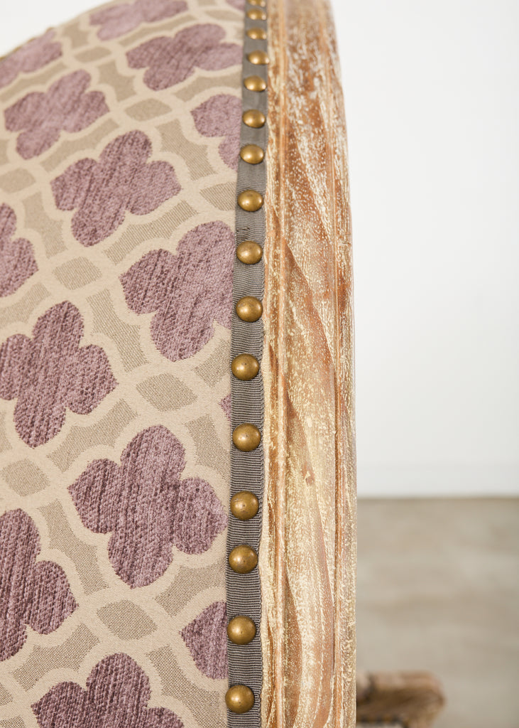 Pair French Provincial Style Cerused Oak Hooded Porters Chairs