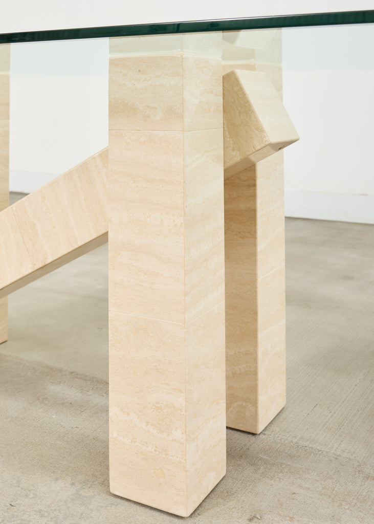 Italian Midcentury Sculptural Travertine Dining Table 7 Ft.