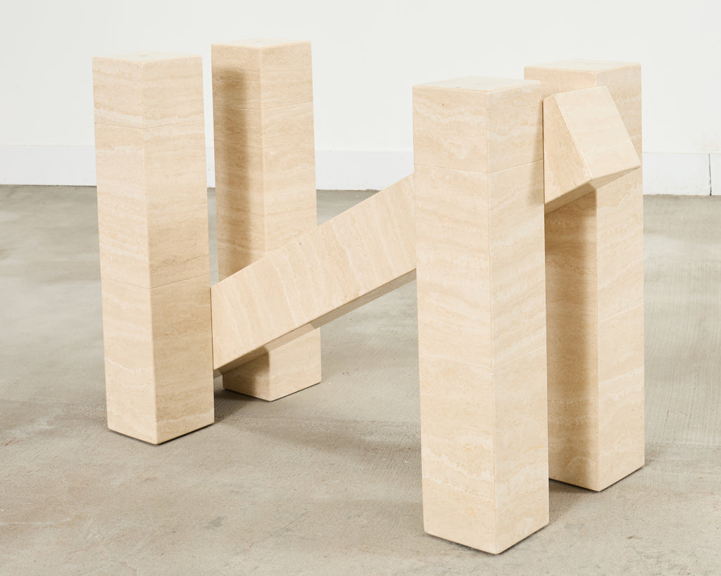 Italian Midcentury Sculptural Travertine Dining Table 7 Ft.