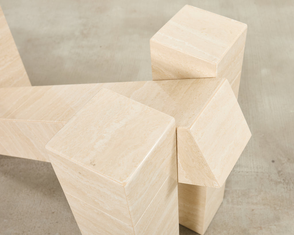 Italian Midcentury Sculptural Travertine Dining Table 7 Ft.