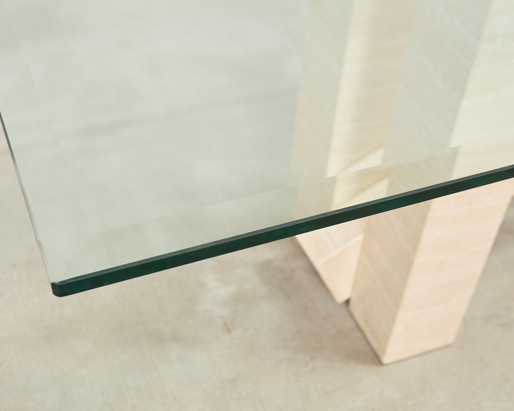 Italian Midcentury Sculptural Travertine Dining Table 7 Ft.