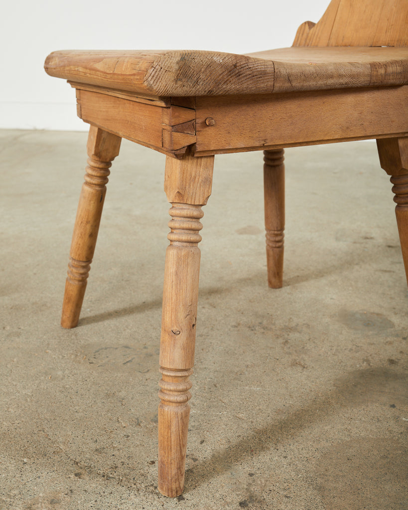 Set of Four 19th Century Primitive Swedish Folk Art Pine Chairs