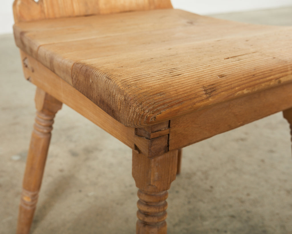 Set of Four 19th Century Primitive Swedish Folk Art Pine Chairs