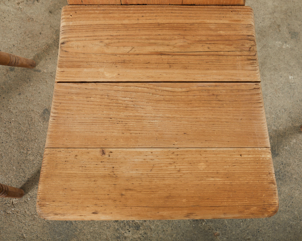 Set of Four 19th Century Primitive Swedish Folk Art Pine Chairs