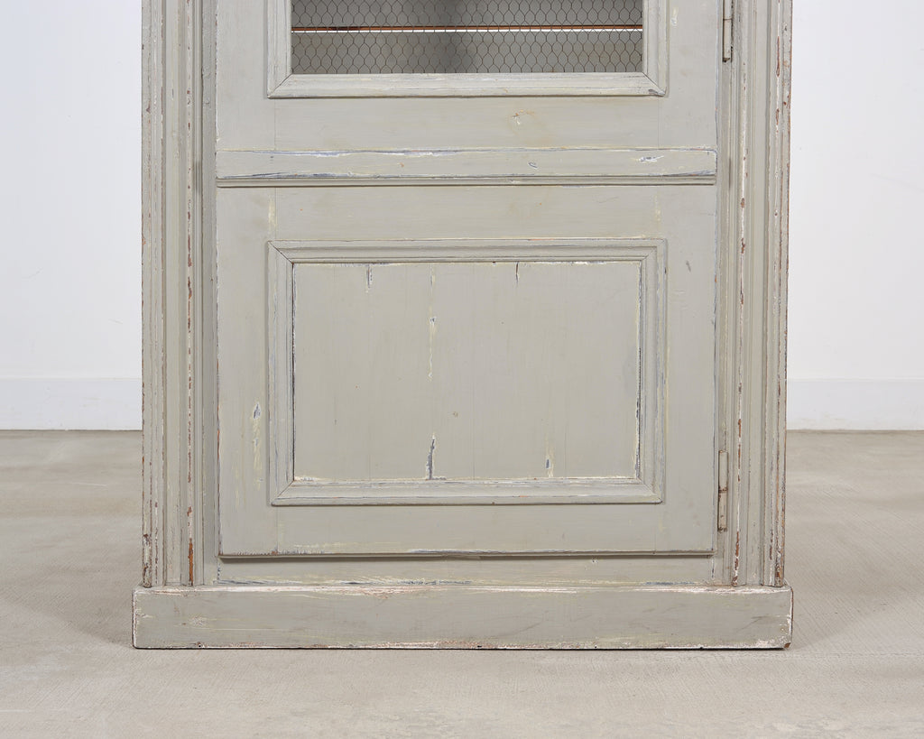19th Century Country French Painted Pine Farmhouse Cupboard Cabinet