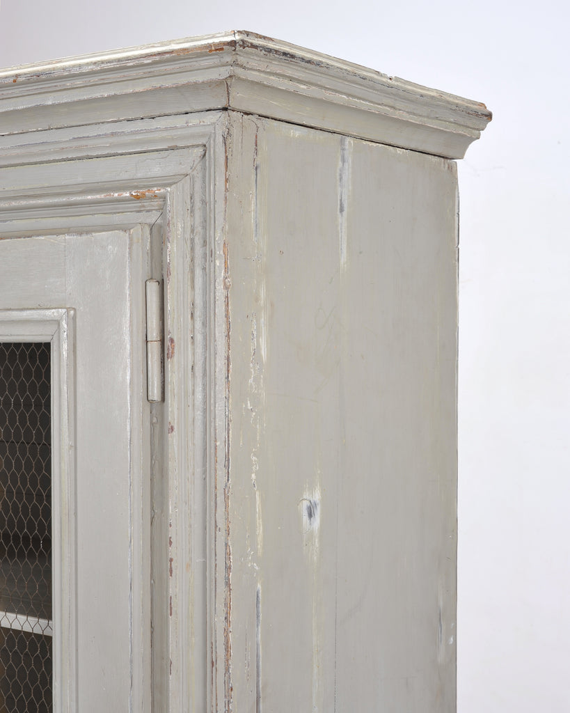 19th Century Country French Painted Pine Farmhouse Cupboard Cabinet