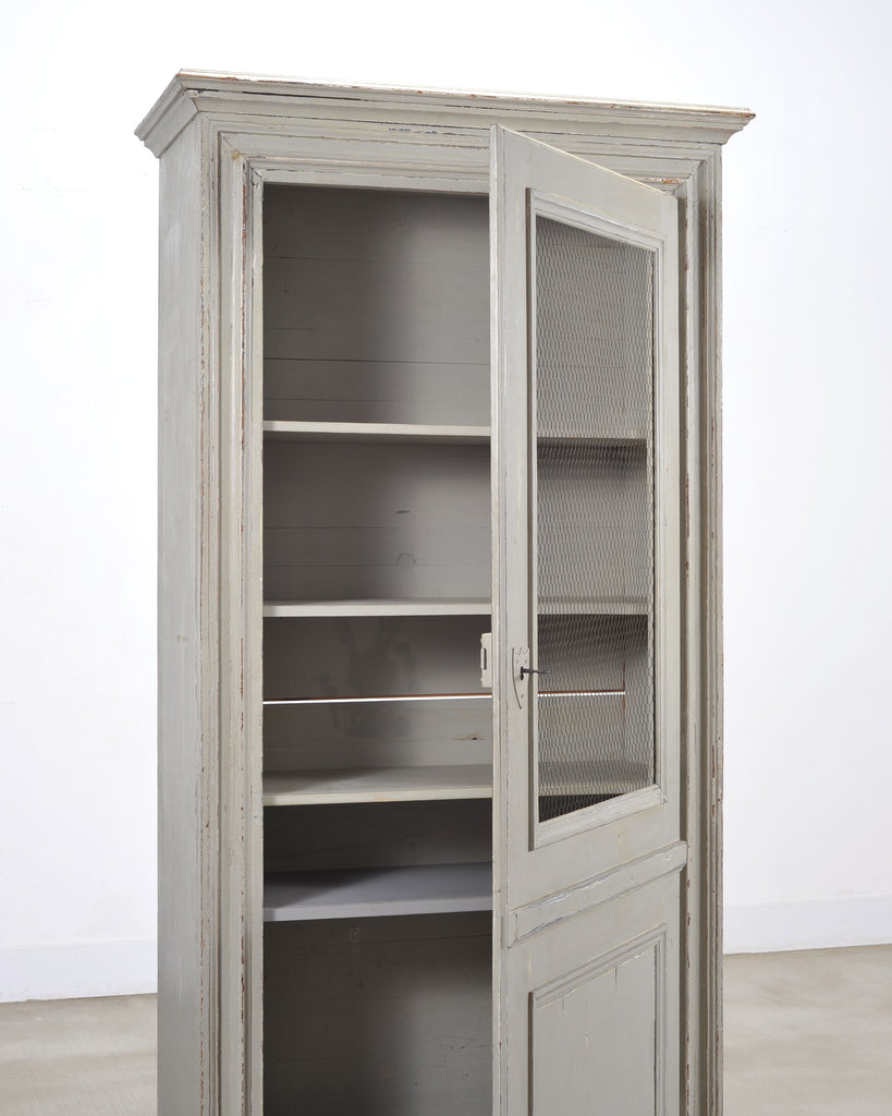 19th Century Country French Painted Pine Farmhouse Cupboard Cabinet