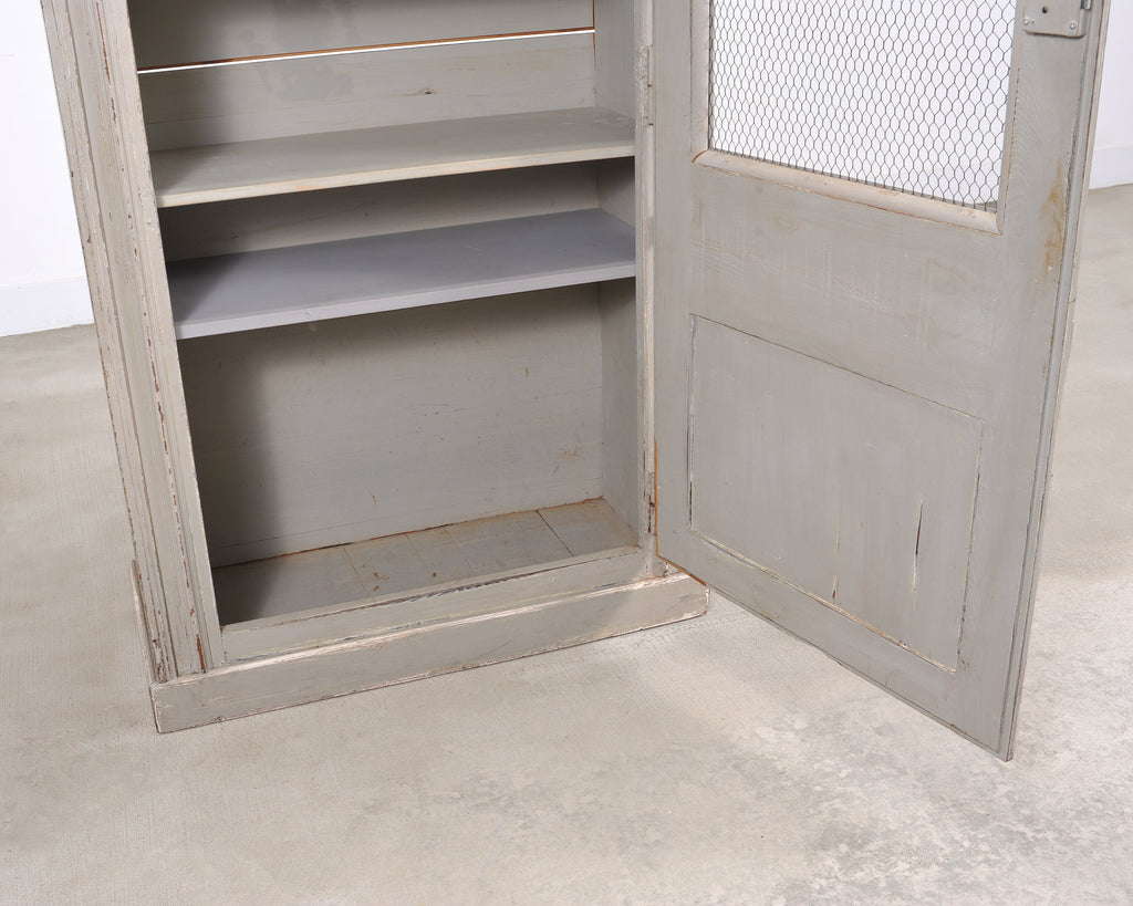 19th Century Country French Painted Pine Farmhouse Cupboard Cabinet