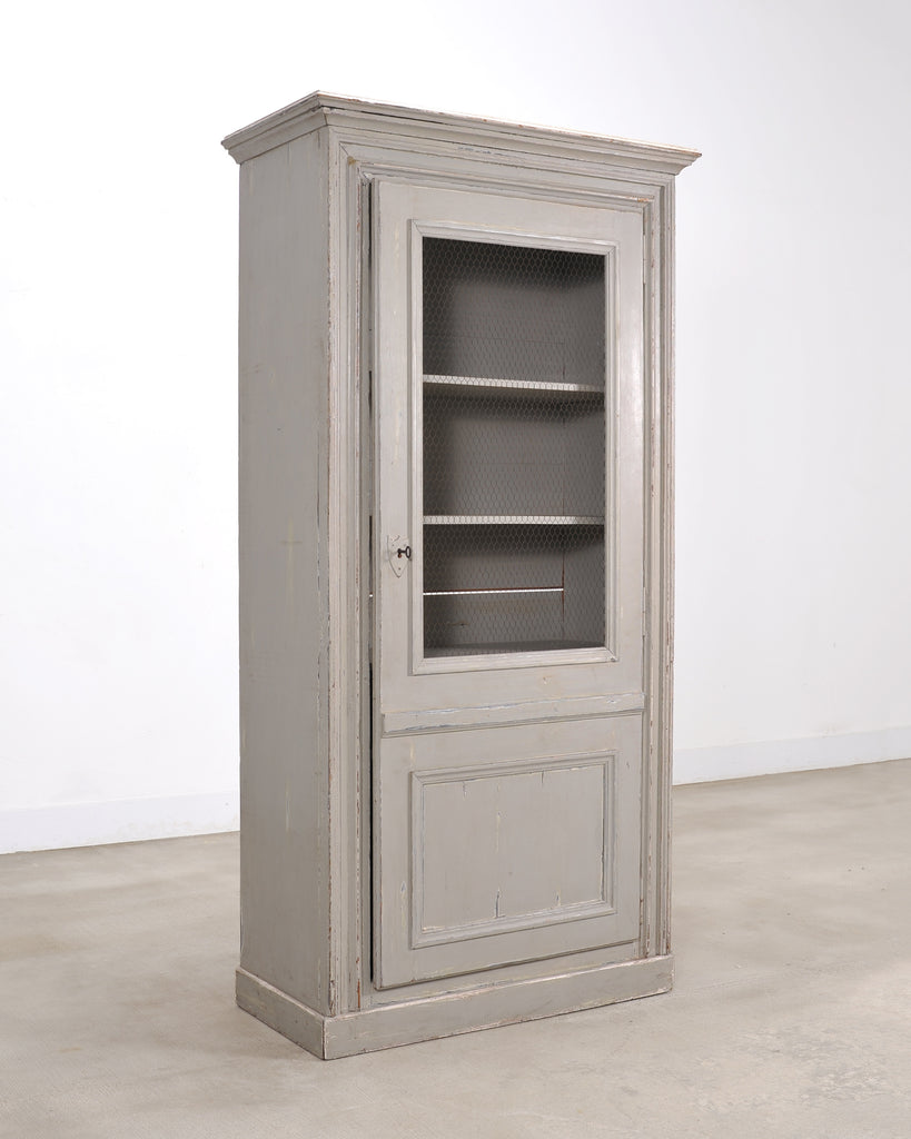 19th Century Country French Painted Pine Farmhouse Cupboard Cabinet