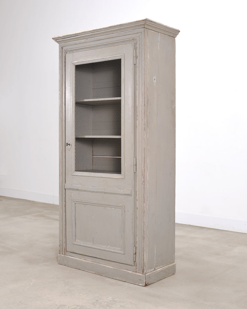 19th Century Country French Painted Pine Farmhouse Cupboard Cabinet
