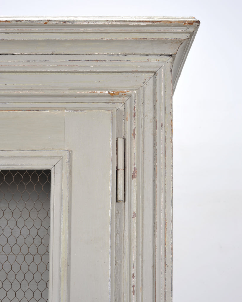 19th Century Country French Painted Pine Farmhouse Cupboard Cabinet