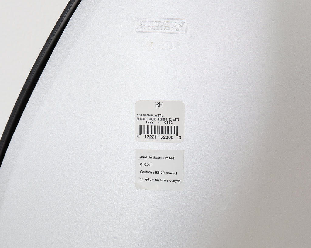 Restoration Hardware Round Bristol Mirror Blackened 42 In.