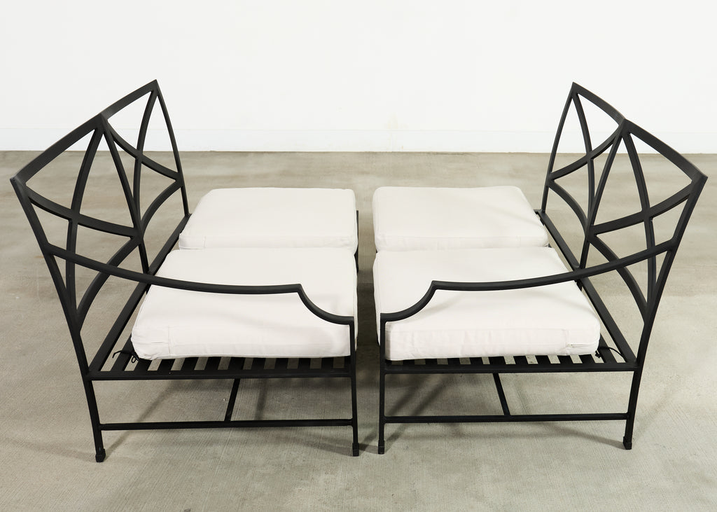 Restoration Hardware Two Piece Carmel Aluminum Garden Sofa 9.5 Ft