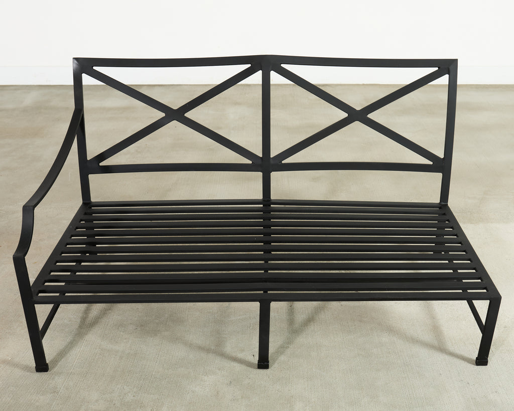 Restoration Hardware Two Piece Carmel Aluminum Garden Sofa 9.5 Ft
