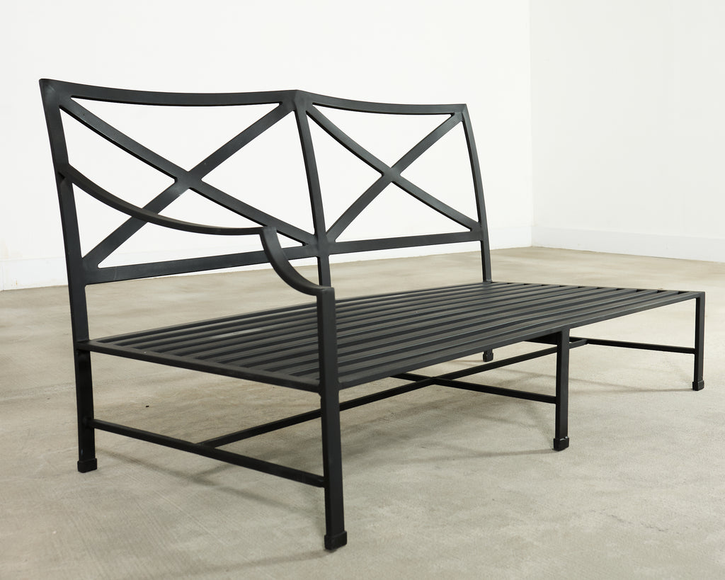 Restoration Hardware Two Piece Carmel Aluminum Garden Sofa 9.5 Ft