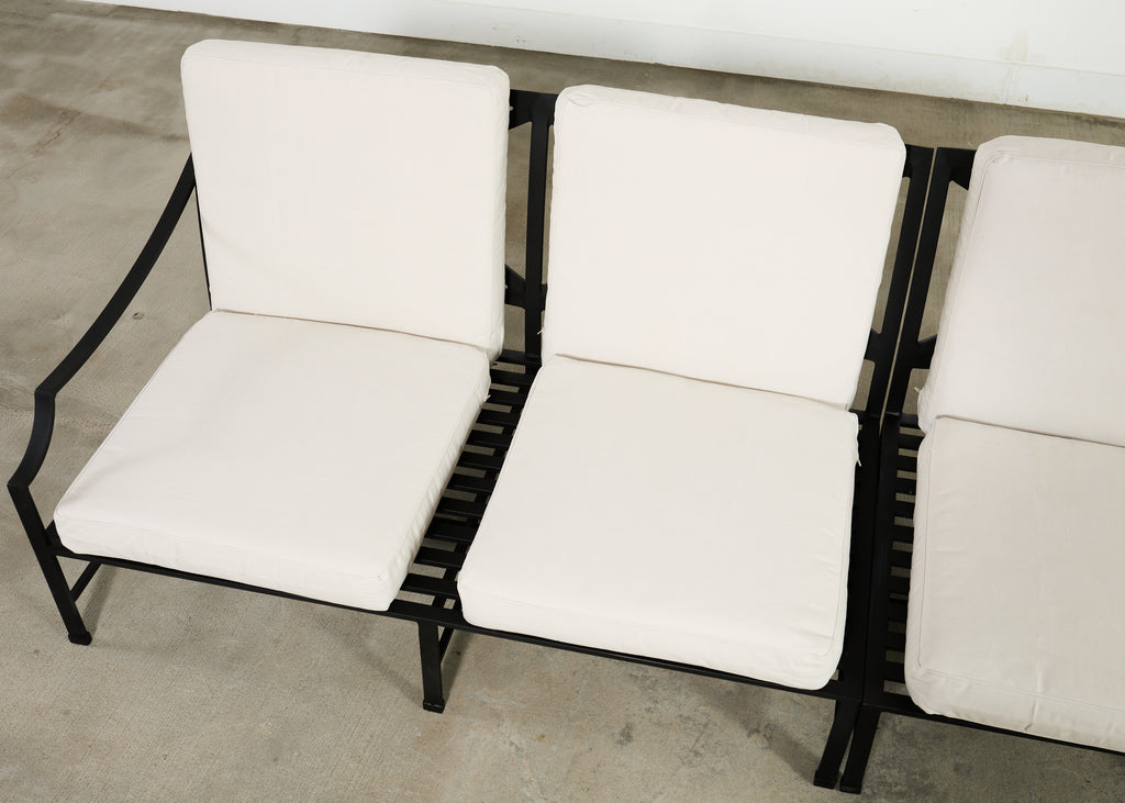 Restoration Hardware Two Piece Carmel Aluminum Garden Sofa 9.5 Ft