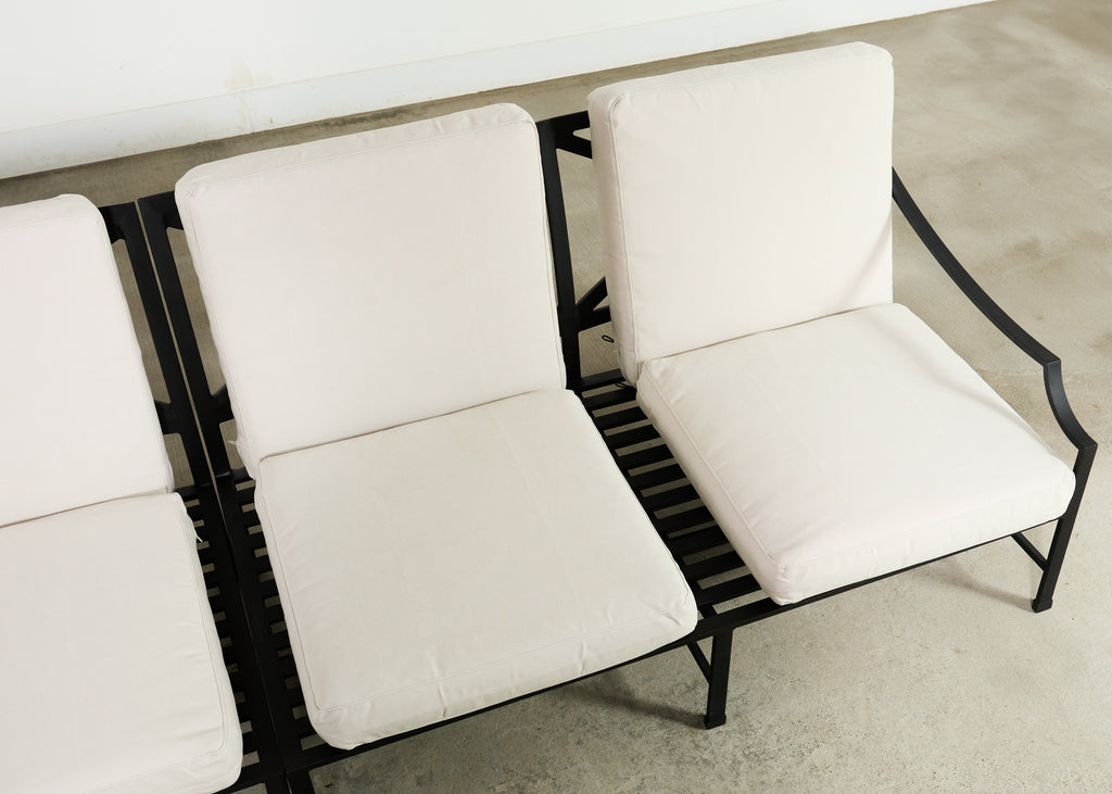 Restoration Hardware Two Piece Carmel Aluminum Garden Sofa 9.5 Ft