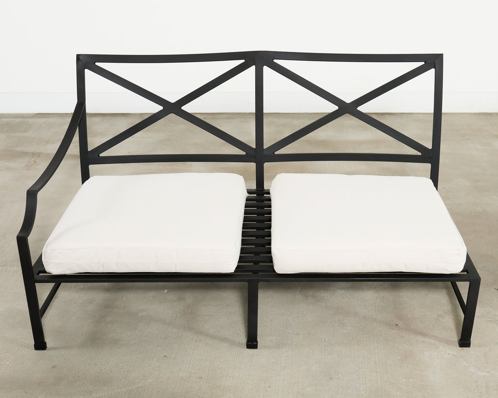 Restoration Hardware Two Piece Carmel Aluminum Garden Sofa 9.5 Ft