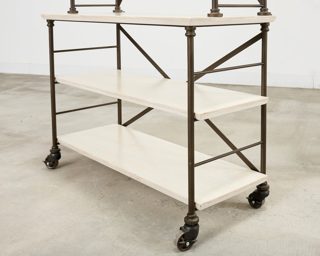 Industrial Style Bronzed Iron Rolling Bookcase Etagere by Suzanne Kasler
