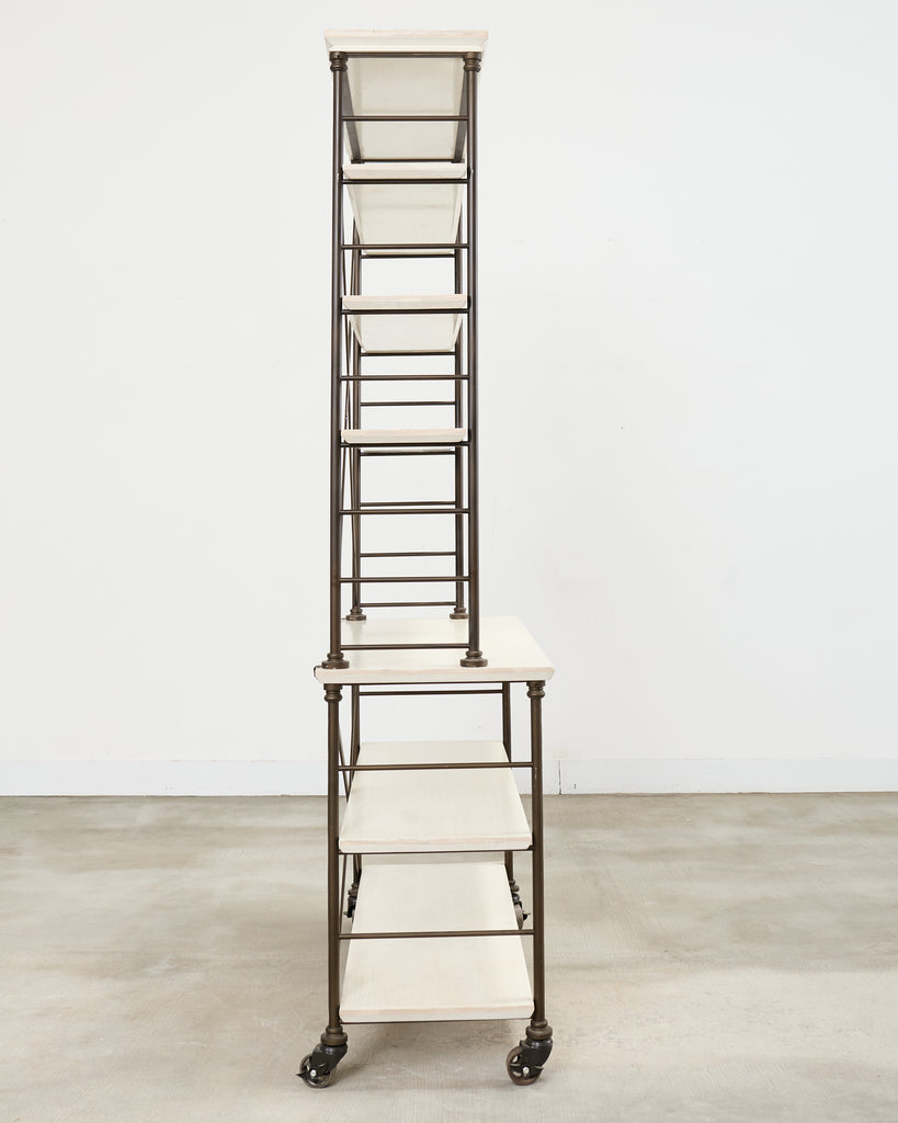 Industrial Style Bronzed Iron Rolling Bookcase Etagere by Suzanne Kasler