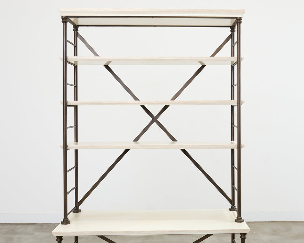 Industrial Style Bronzed Iron Rolling Bookcase Etagere by Suzanne Kasler